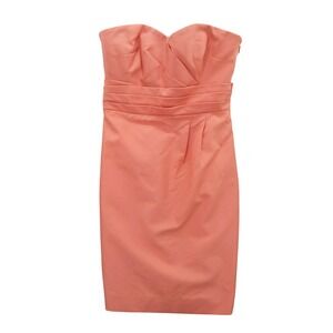 J.Crew Strapless Dress‎ Coral Pink Pleated Cocktail Party Petite Size 8